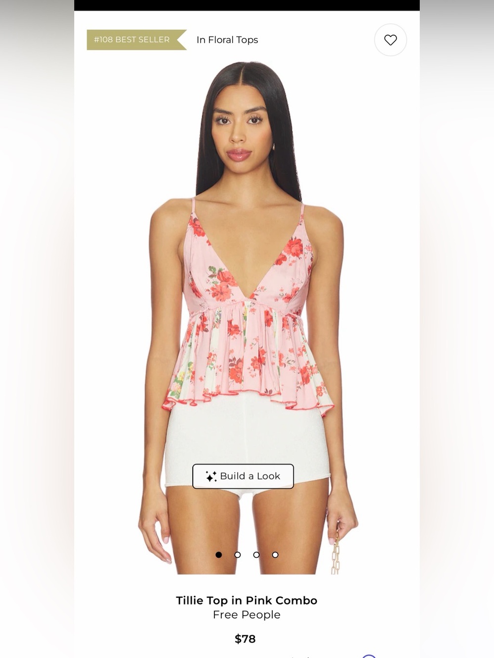 Free people Floral Pink V-Neck Tank Top